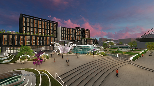 商业综合体的侧面图